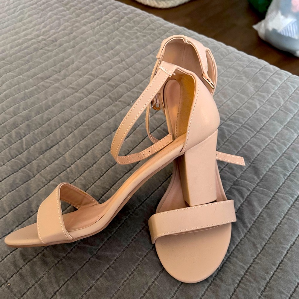 Tan block heels